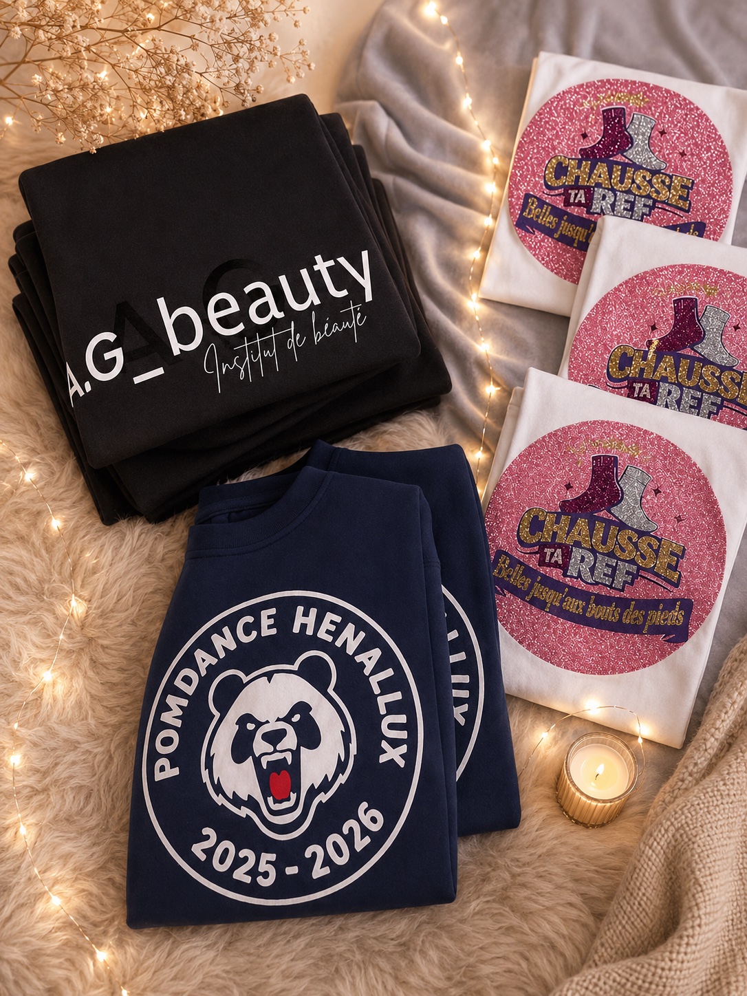Flocage textile en petites séries pour clubs, écoles et entreprises : t-shirts et sweats personnalisés