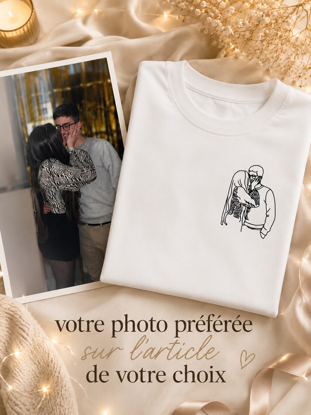 T-shirt personnalisé avec une illustration dessinée d’après votre photo